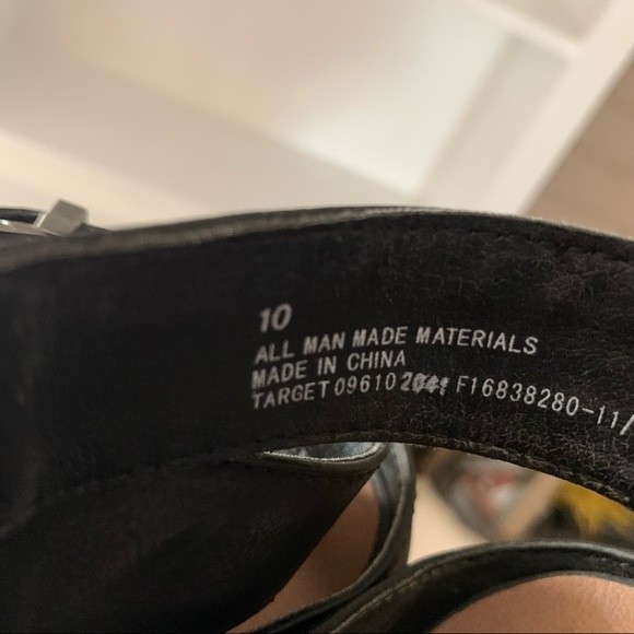 Dolce Vita Black Faux Leather Almond Toe Block Heel Ankle Buckle Mules - Picture 9 of 10